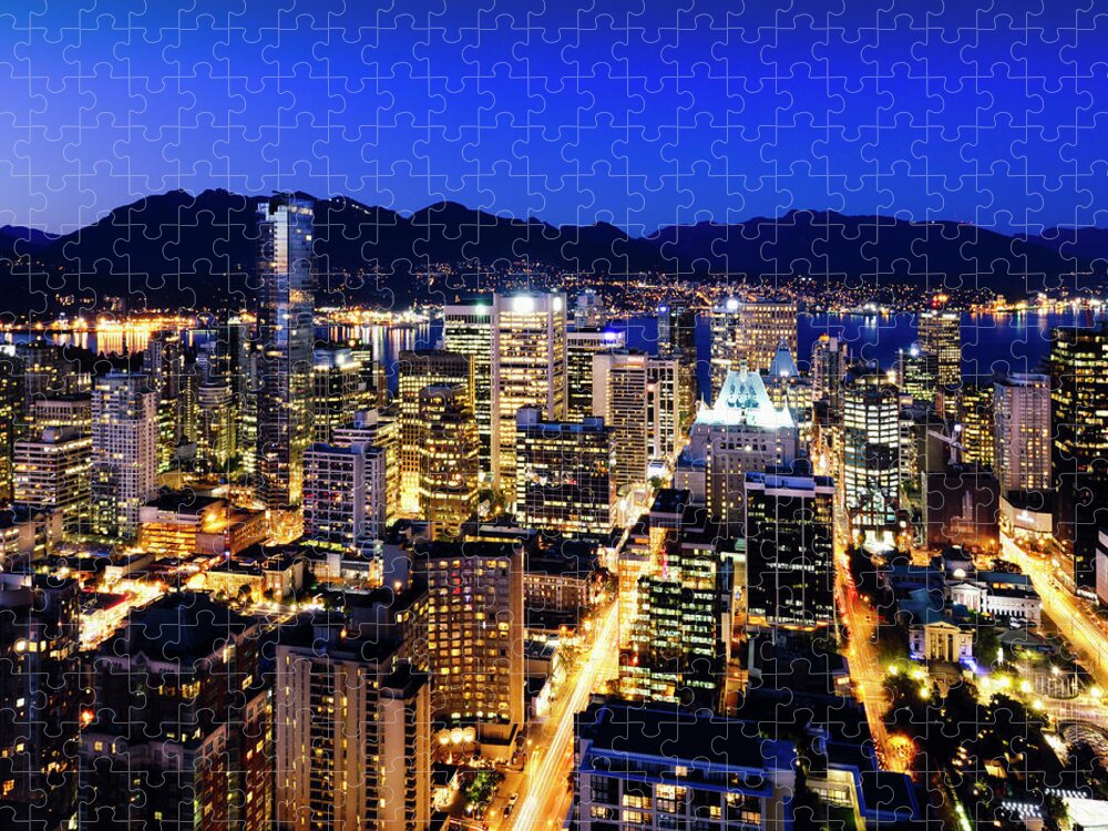 Vancouver British Columbia Canada 2010 Winter Olympic City Jigsaw Puzzle featuring the photograph Downtown Vancouver Canada 1374 by Amyn Nasser