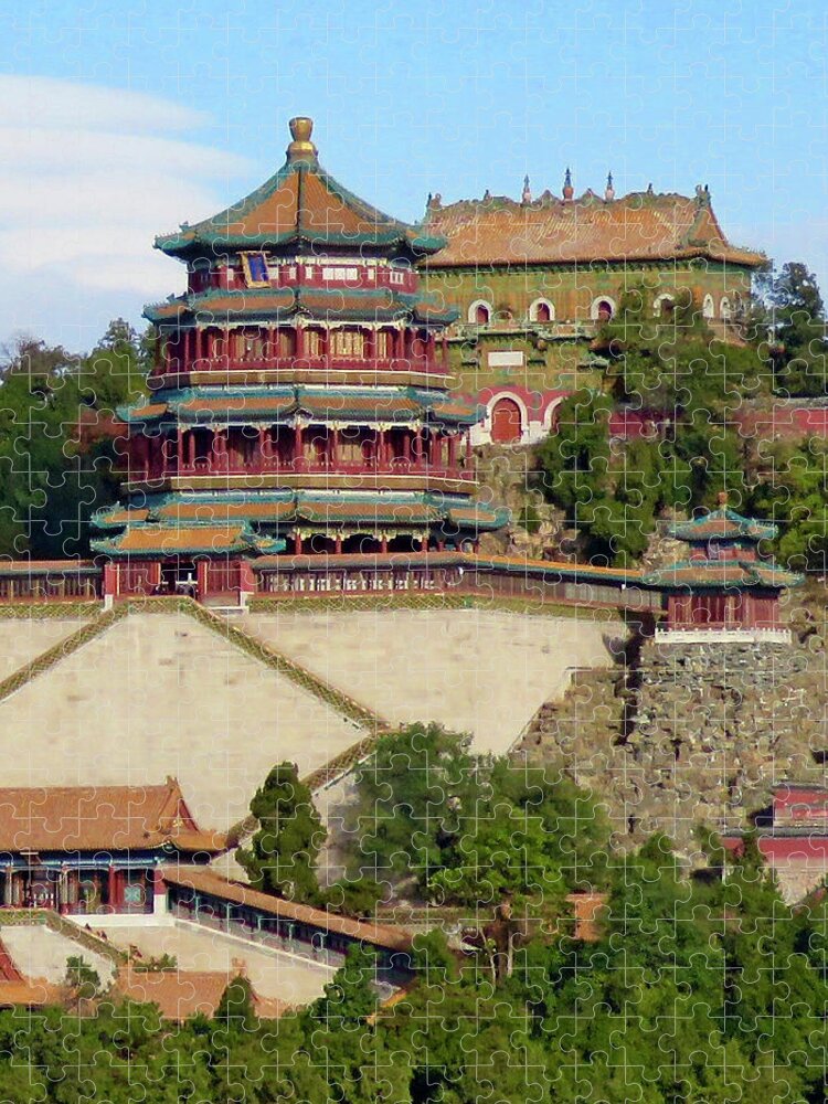 China Jigsaw Puzzle featuring the photograph Temple at The Summer Palace by Kerry Obrist