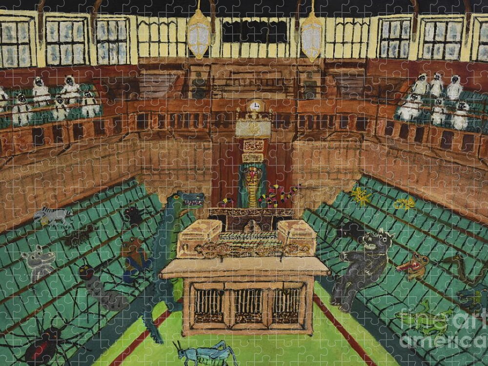 Parliament Jigsaw Puzzle featuring the painting Drain the Swamp by David Westwood