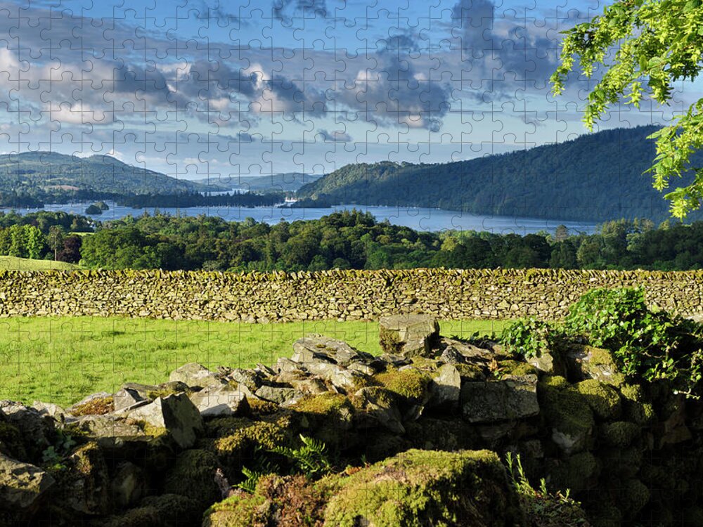 Drystone Jigsaw Puzzle featuring the photograph Drystone fences in morning light near Troutbeck overlooking Wind by Reimar Gaertner