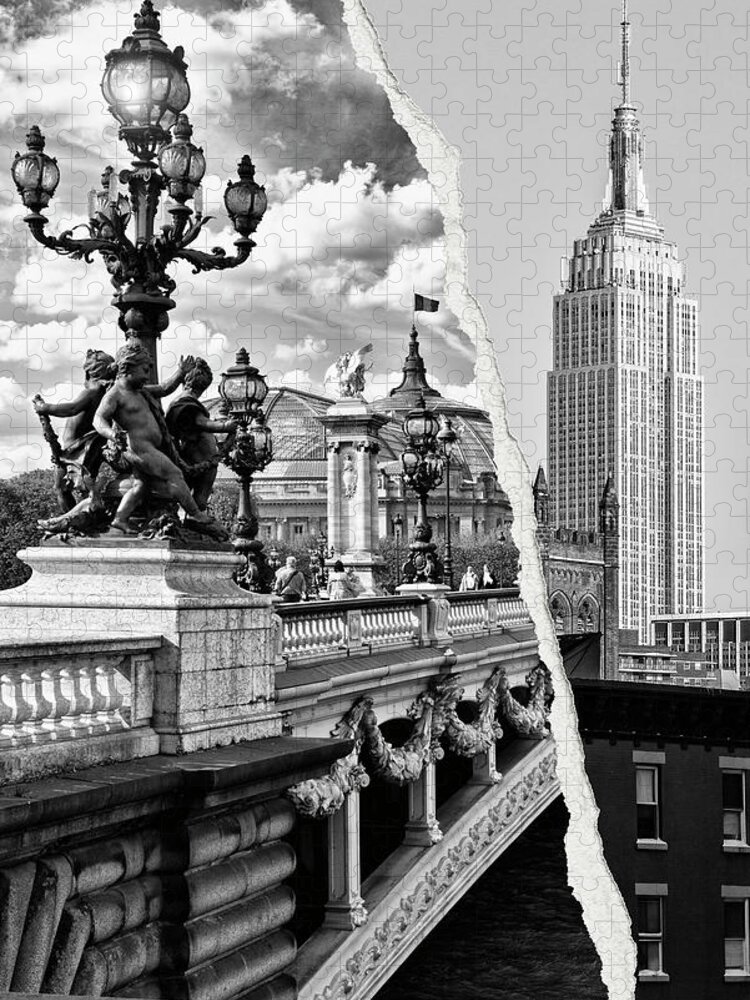 Empire State Building Jigsaw Puzzle featuring the photograph Dual Torn Collection - Paris Empire by Philippe HUGONNARD