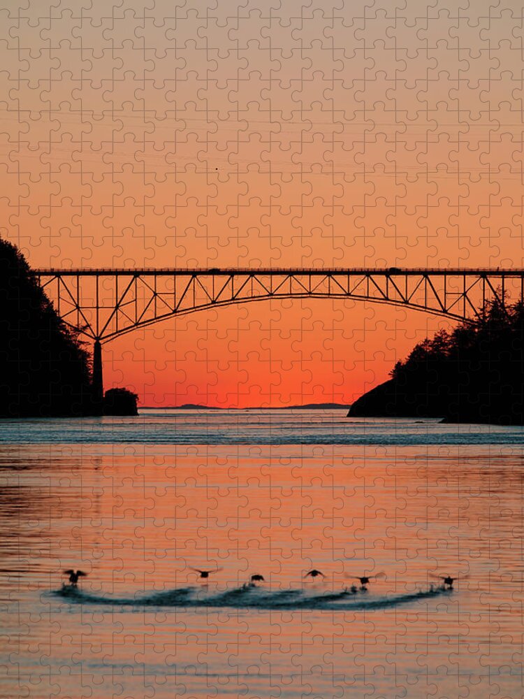 Deception Pass Jigsaw Puzzle featuring the photograph Ducks Under the Bridge by Michael Rauwolf