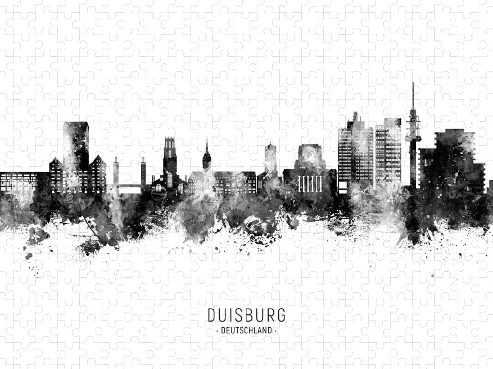 Duisburg Jigsaw Puzzle featuring the digital art Duisburg Germany Skyline #27 by Michael Tompsett