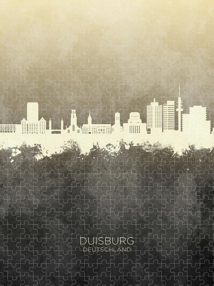 Duisburg Jigsaw Puzzle featuring the digital art Duisburg Germany Skyline #62 by Michael Tompsett