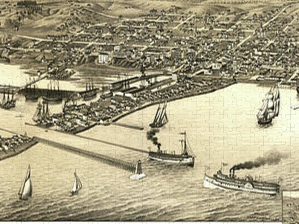 Duluth Jigsaw Puzzle featuring the drawing Duluth, Minnesota, 1883 by Henry Wellge
