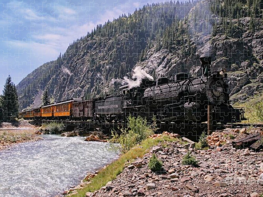Railway Jigsaw Puzzle featuring the photograph Durango and Silverton Steam Train, Colorado, USA by Philip Preston