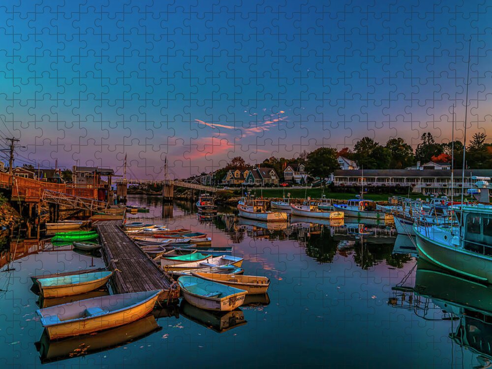 Perkins Cove Jigsaw Puzzle featuring the photograph Dusk at Perkins Cove by Penny Polakoff