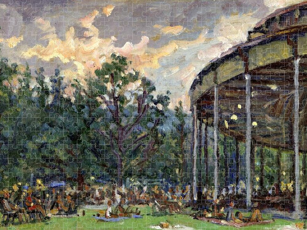 Tanglewood Jigsaw Puzzle featuring the painting Dusk at Tanglewood/Berkshires Landscape Painting by Thor Wickstrom