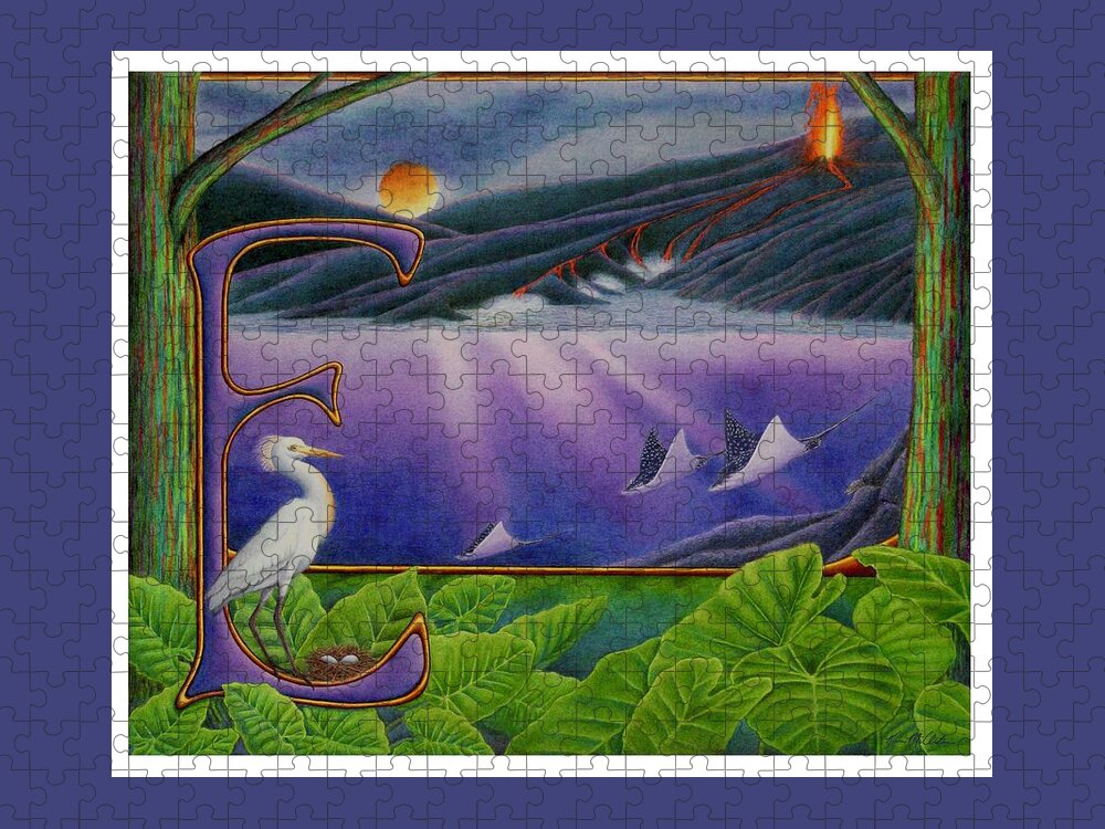 Kim Mcclinton Jigsaw Puzzle featuring the drawing E is for Egret by Kim McClinton