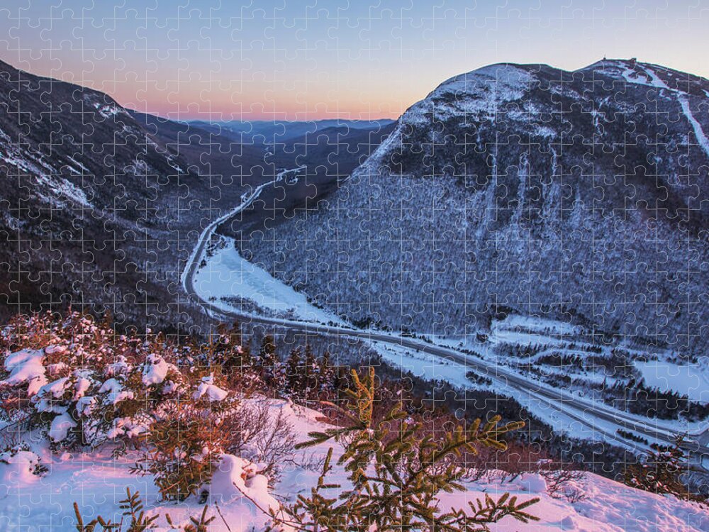 Eagle Jigsaw Puzzle featuring the photograph Eagle Cliff Winter Sunset Views by White Mountain Images