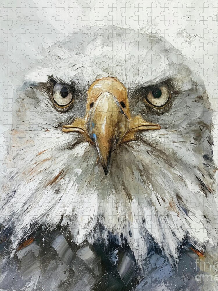 American Bald Eagle Jigsaw Puzzle featuring the painting Eagle Stare by Tina LeCour