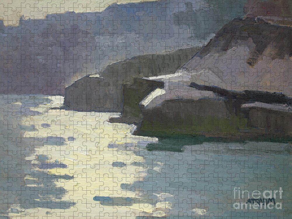 Peaceful Jigsaw Puzzle featuring the painting Early Morning Along La Jolla Shore - San Diego, California by Paul Strahm