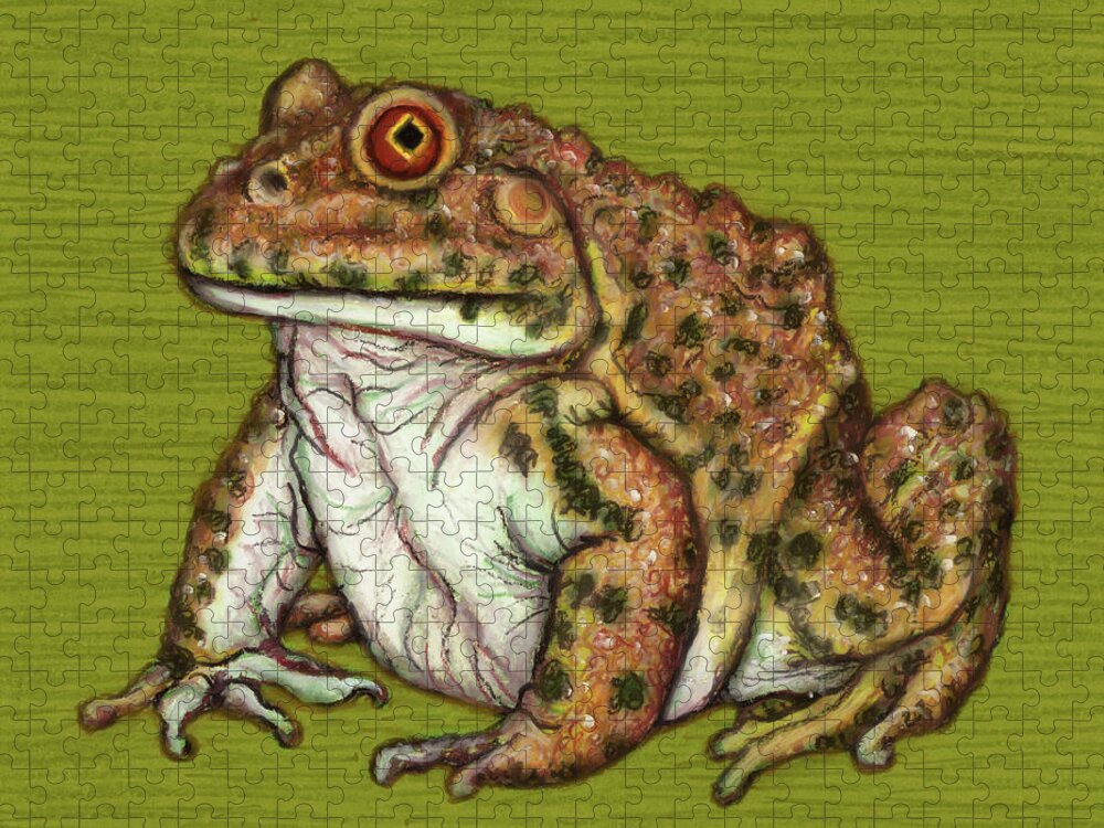 Frog Jigsaw Puzzle featuring the painting East Asian Bullfrog by Amy E Fraser