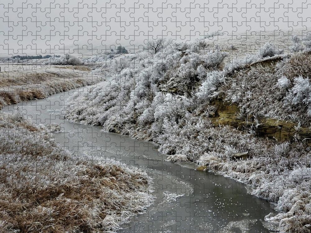 North Dakota Jigsaw Puzzle featuring the photograph East On Frosty Green River from 109 by Amanda R Wright