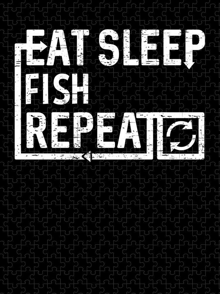 Cool Jigsaw Puzzle featuring the digital art Eat Sleep Fish by Flippin Sweet Gear