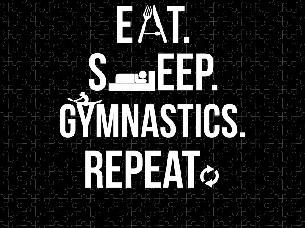 Eat Sleep Gymnastics Repeat Distressed Jigsaw Puzzle by Eboni