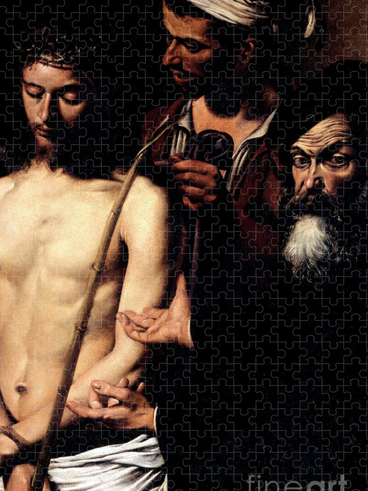 Ecce Homo Jigsaw Puzzle featuring the painting Ecce Homo by Caravaggio, detail by Caravaggio