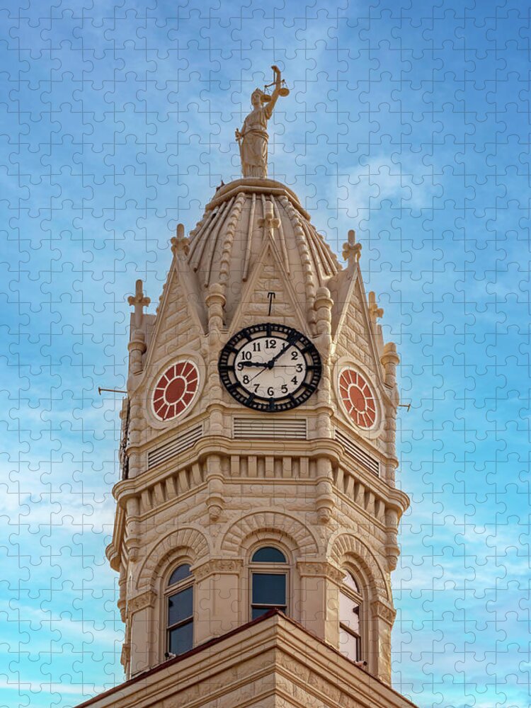 Edgar County Courthouse Jigsaw Puzzle featuring the photograph Edgar County Courthouse Clock Tower - Paris, IL by Susan Rissi Tregoning