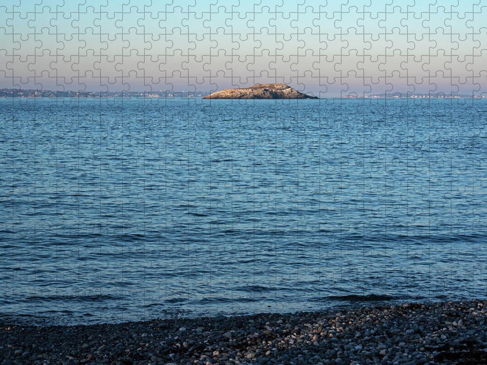 Nahant Jigsaw Puzzle featuring the photograph Egg Rock from Canoe Beach in Nahant Massachusetts at Sunset by Toby McGuire