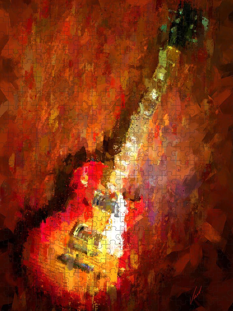Chord Jigsaw Puzzle featuring the painting Electric guitar by Vart Studio