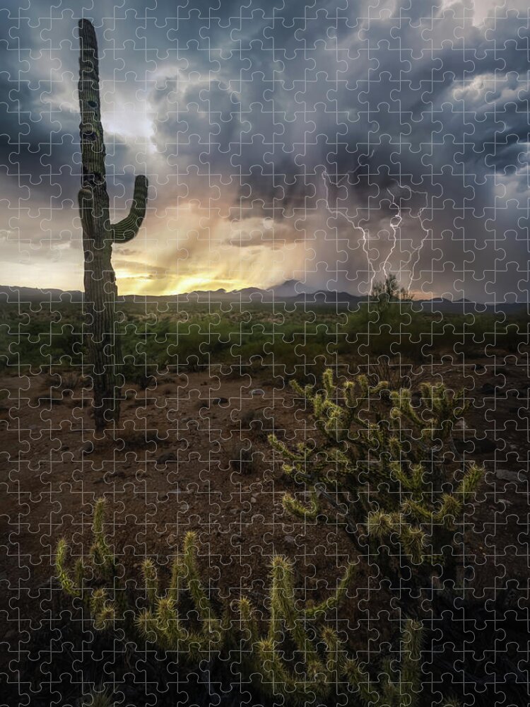 Lightning Jigsaw Puzzle featuring the photograph Elemental Arizona by Steve Berkley