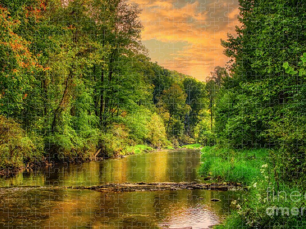 Elk River Jigsaw Puzzle featuring the photograph Elk River at Sunset by Shelia Hunt
