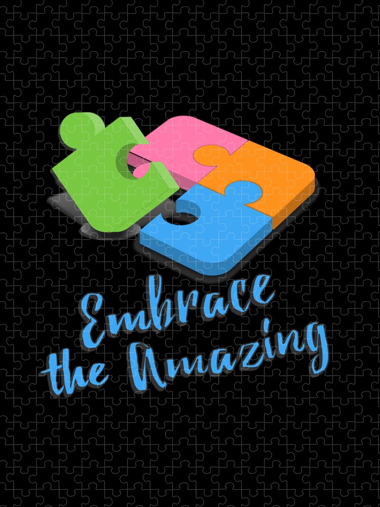 Awareness Jigsaw Puzzle featuring the digital art Embrace The Amazing Autism Awareness by Flippin Sweet Gear