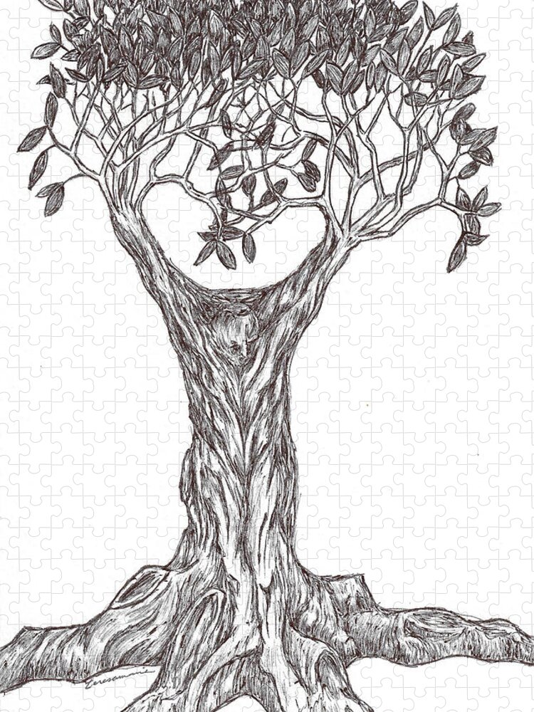 Tree Jigsaw Puzzle featuring the drawing Emergent Tree by Teresamarie Yawn