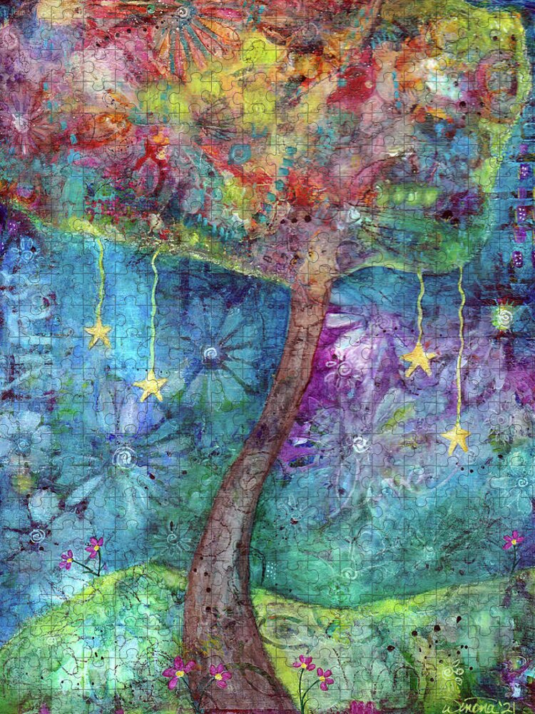 Tree Jigsaw Puzzle featuring the painting Enchantment by Winona's Sunshyne