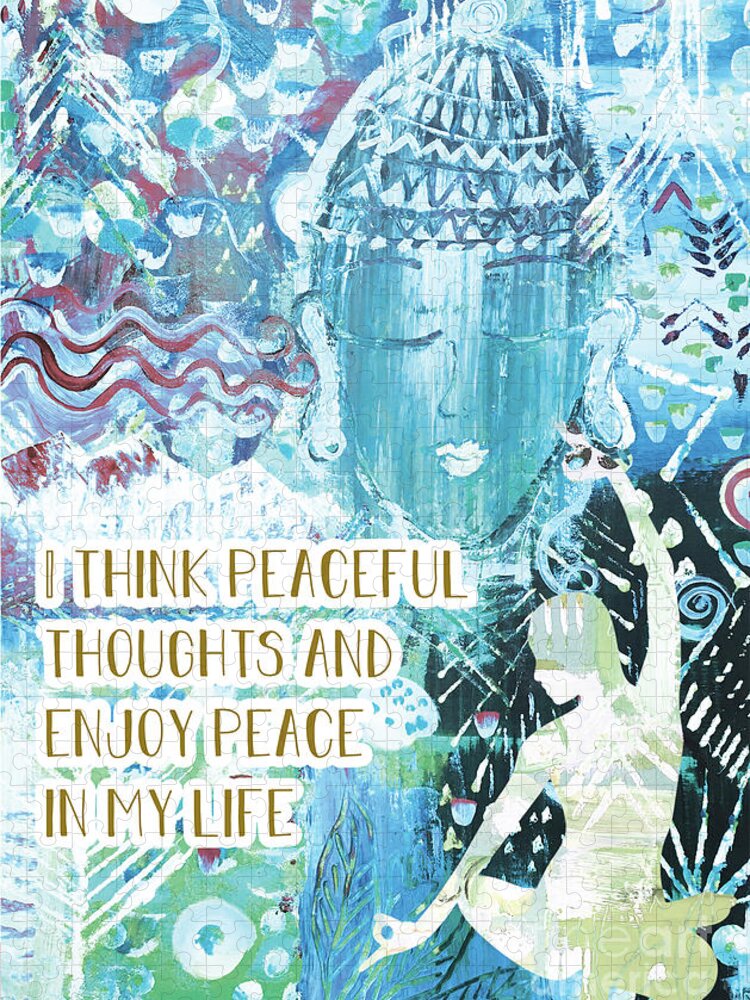 Peace Jigsaw Puzzle featuring the mixed media Enjoy Peace by Claudia Schoen