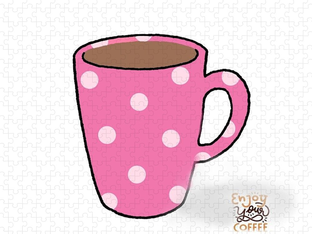 Coffee Cup Jigsaw Puzzle featuring the drawing Enjoy your coffee by Vesna Antic