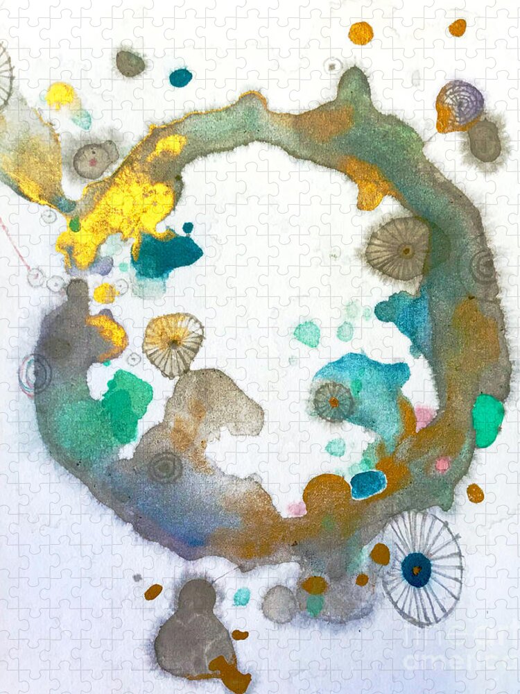 Japanese Jigsaw Puzzle featuring the painting Ensou/The Circle by Fumiyo Yoshikawa