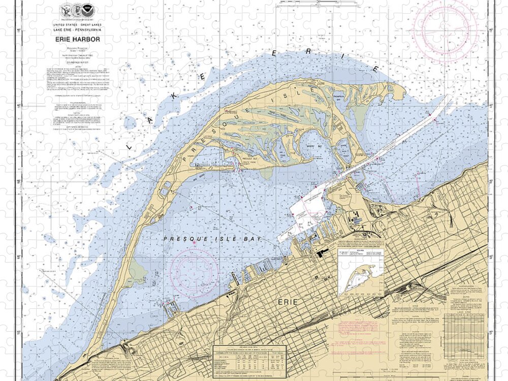 Erie Harbor Jigsaw Puzzle featuring the digital art Erie Harbor, NOAA Chart 14835 by Nautical Chartworks