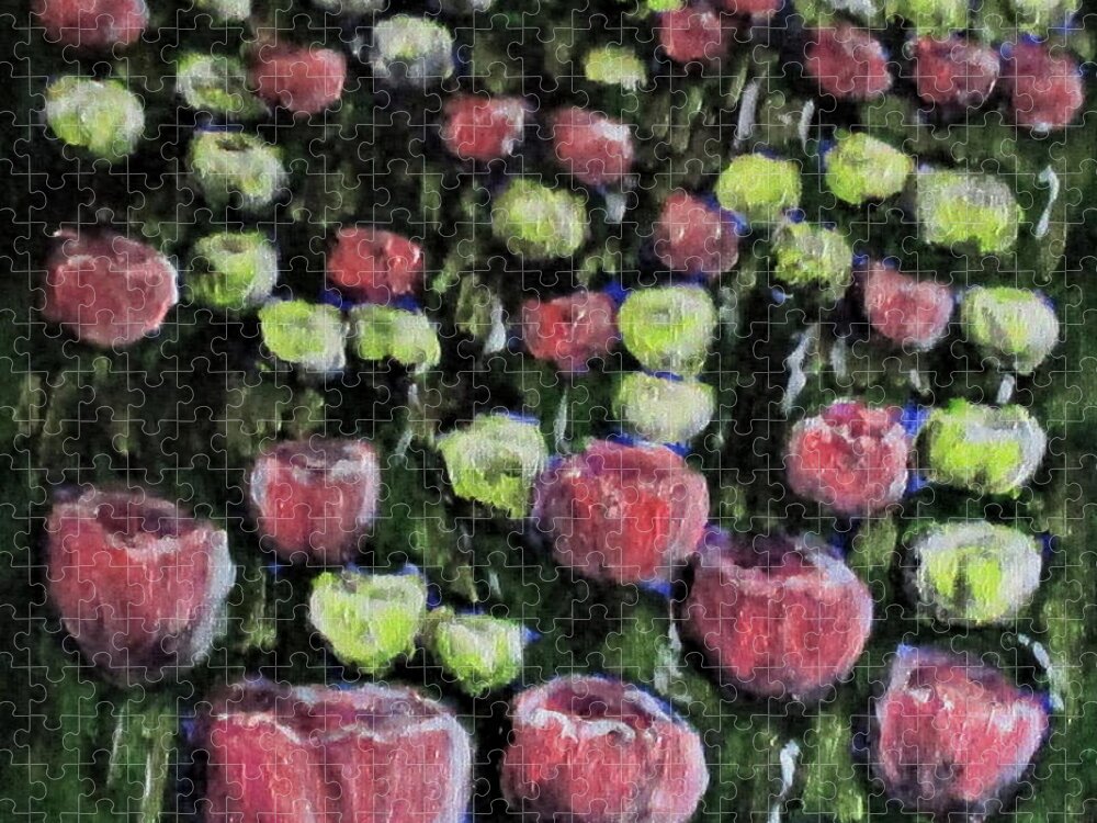 Botanical Jigsaw Puzzle featuring the painting Erika's Tulips by Clyde J Kell