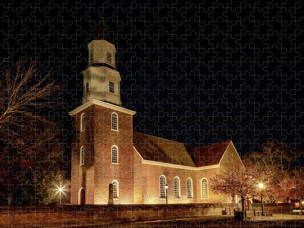 Colonial Williamsburg Jigsaw Puzzle featuring the photograph Evening at Bruton Parish Church by Susan Rissi Tregoning