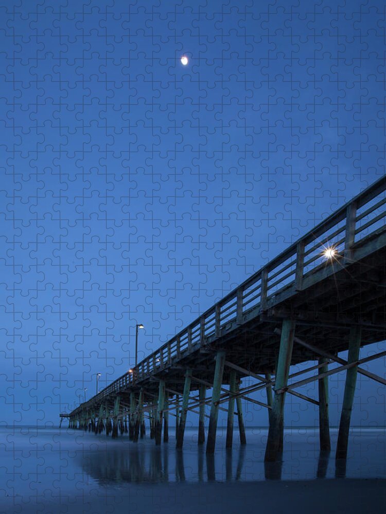 Carolina Coast Jigsaw Puzzle featuring the photograph Evening at the Pier - Topsail Island by Mike McGlothlen