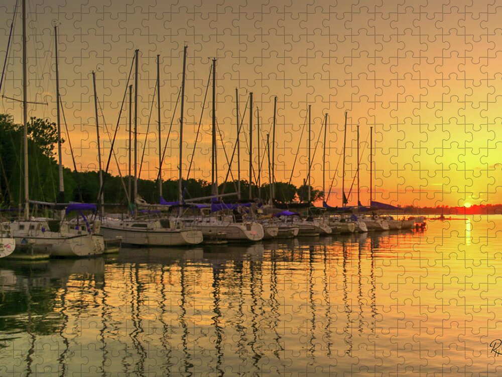 Fine Art Jigsaw Puzzle featuring the photograph Evening Calm at Redbud Bay by Robert Harris