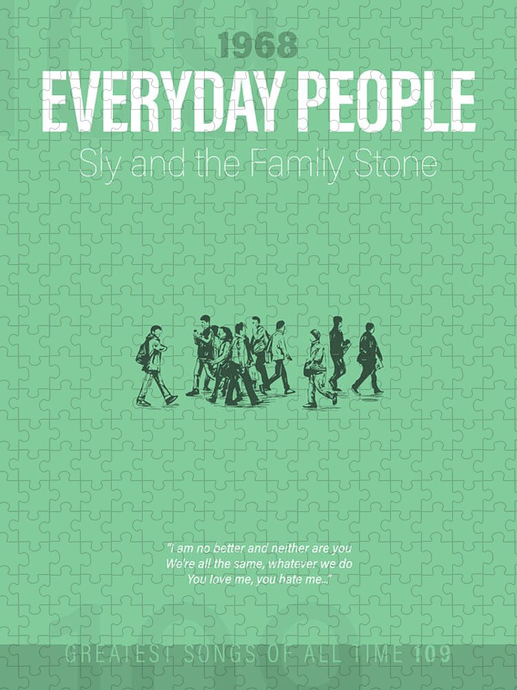 Everyday People Sly and the Family Stone Minimalist Song Lyrics Greatest  Hits of All Time 109 Jigsaw Puzzle by Design Turnpike - Instaprints