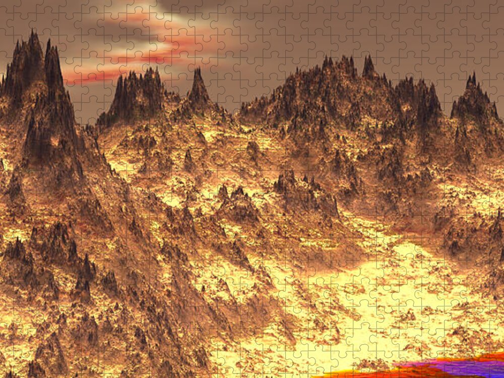 Exoplanet Jigsaw Puzzle featuring the digital art Exo-Desert by Bernie Sirelson