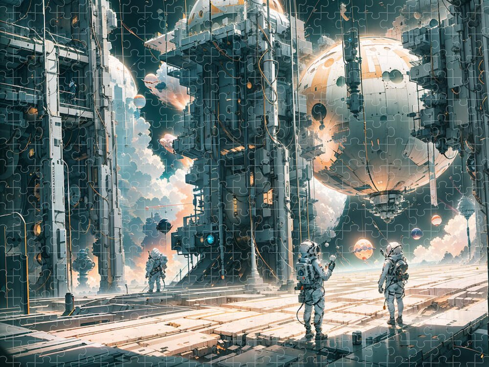 Sci-fi Jigsaw Puzzle featuring the digital art Exploring by Quik Digicon Art Club