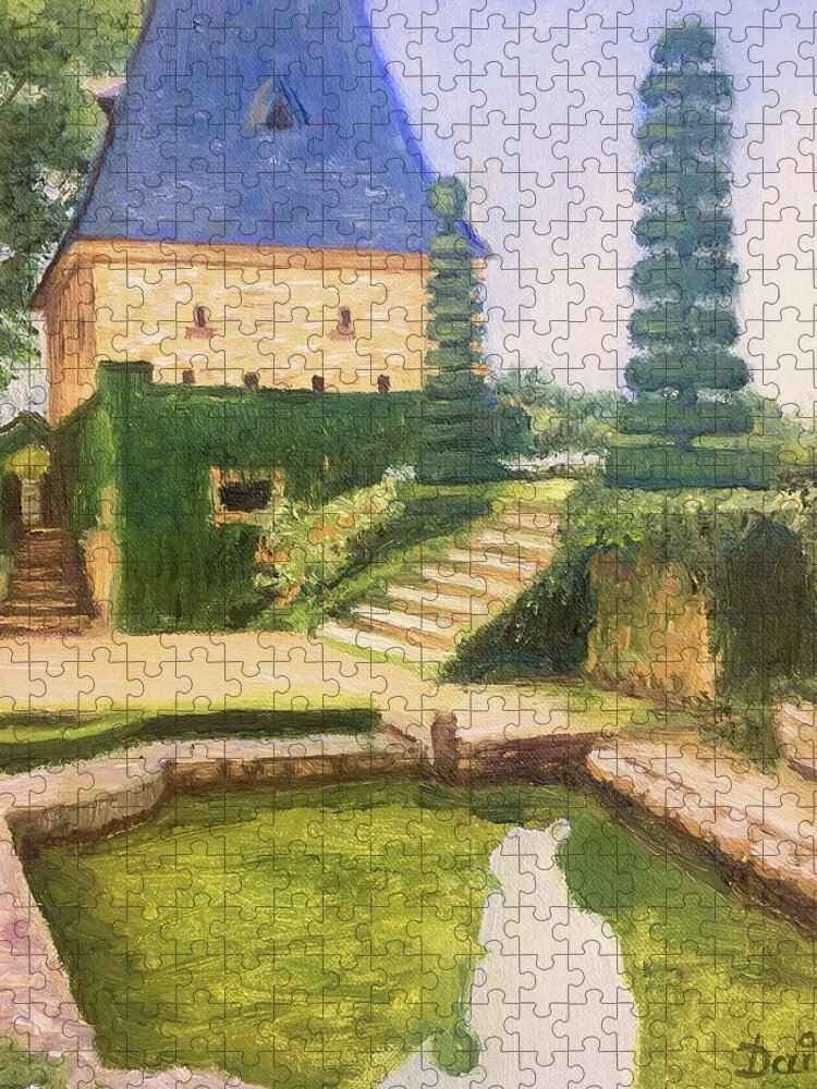 Gardens Jigsaw Puzzle featuring the painting The Gardens of Eyrignac Manor -Eyrignac et ses Jardins by Dai Wynn