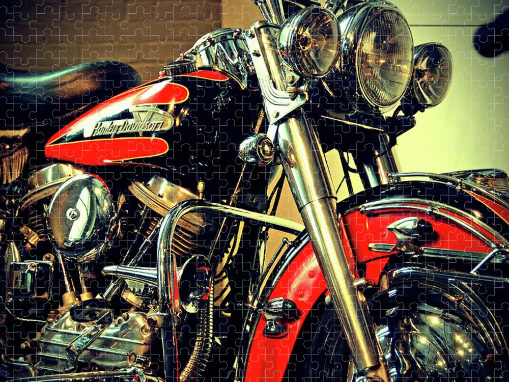 Motorcycles Jigsaw Puzzle featuring the photograph F L H 1958 by John Schneider