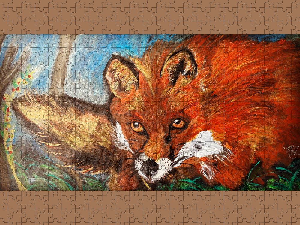Fox Jigsaw Puzzle featuring the painting Fantastic Mr. Fox by Melody Fowler