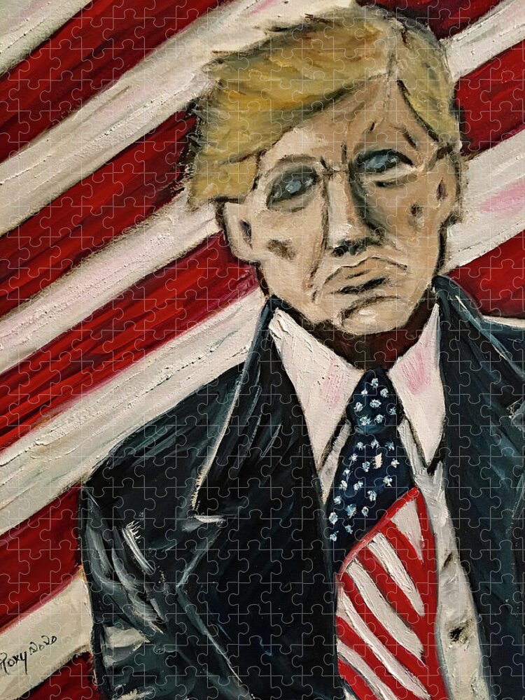 Trump Jigsaw Puzzle featuring the painting Face of Freedom by Roxy Rich