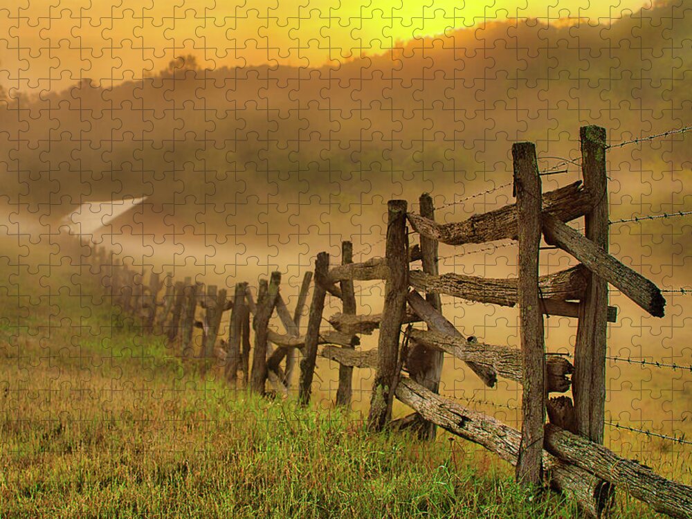 North Carolina Jigsaw Puzzle featuring the photograph Fade Away Fence by Dan Carmichael