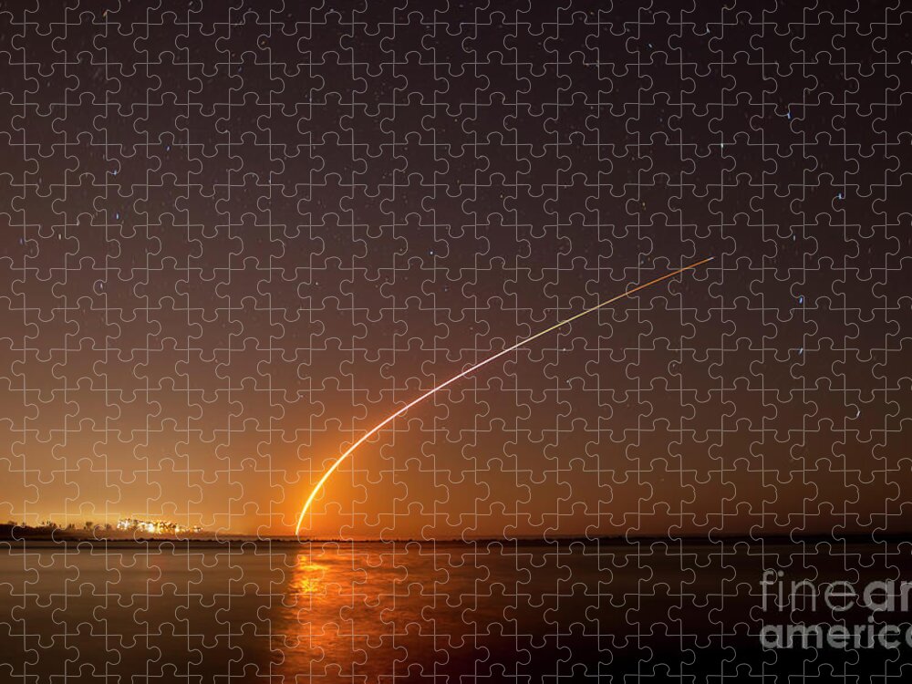 Rocket Jigsaw Puzzle featuring the photograph Falcon Launch at Night by Tom Claud