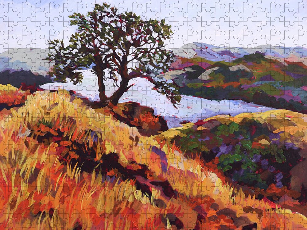 Landscape Jigsaw Puzzle featuring the painting Fall Bluff by Anisa Asakawa