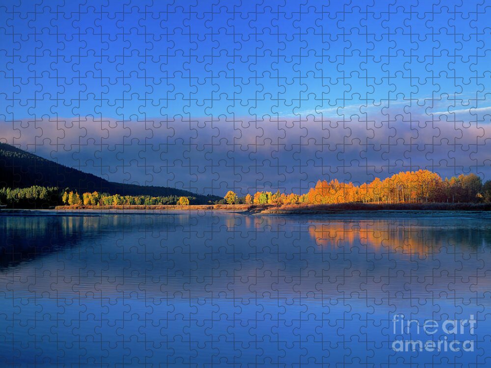 Dave Welling Jigsaw Puzzle featuring the photograph Fall Clouds Oxbow Bend Grand Tetons National Park by Dave Welling