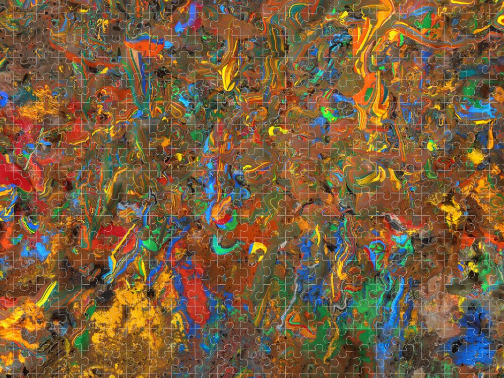 Fall Of Colors Jigsaw Puzzle featuring the mixed media Fall of Colors - Icy Abstract 21 by Sami Tiainen
