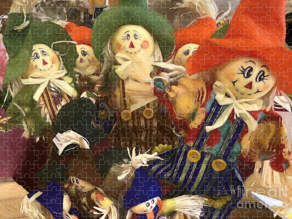 Fall Jigsaw Puzzle featuring the photograph Fall scarecrows by Janice Drew